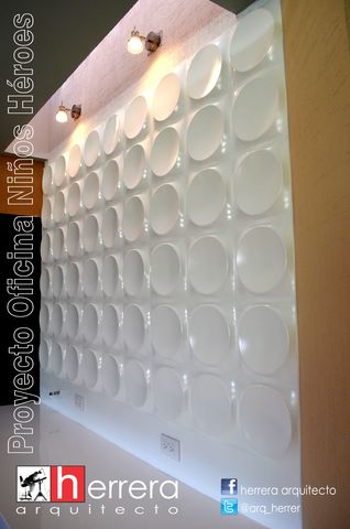 Detalle del panel 3D Wall en cafetería.